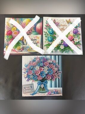 1 Handcrafted Rhinestone Floral Birthday Card (sealed)
